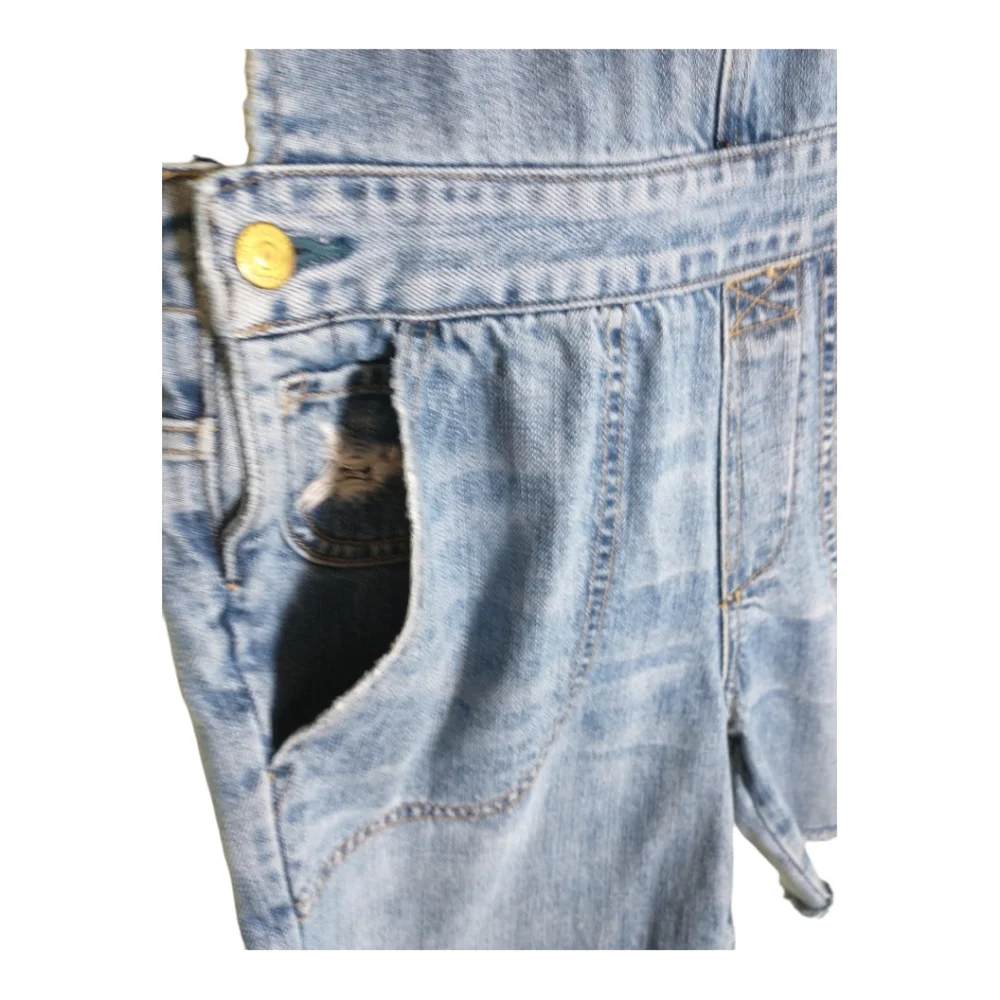 Paper denim cloth short overalls, size 1